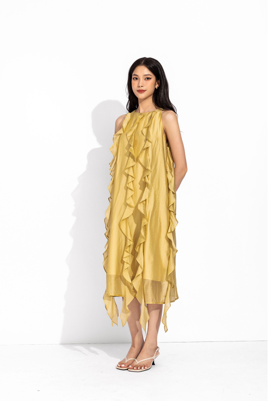 Đầm suông sát nách phối tua rua KK160-06