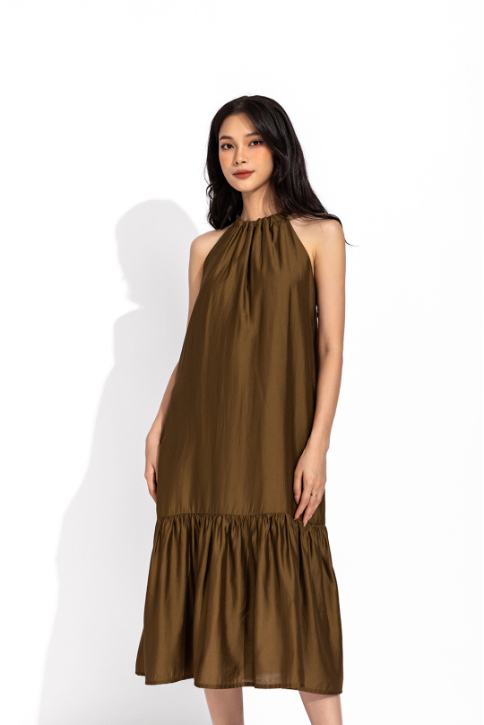 Đầm suông đuôi cá cổ yếm hợp mệnh thổ HL24-01