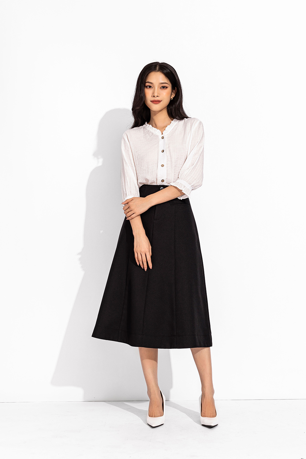 Áo sơ mi trắng công sở nữ tay dài