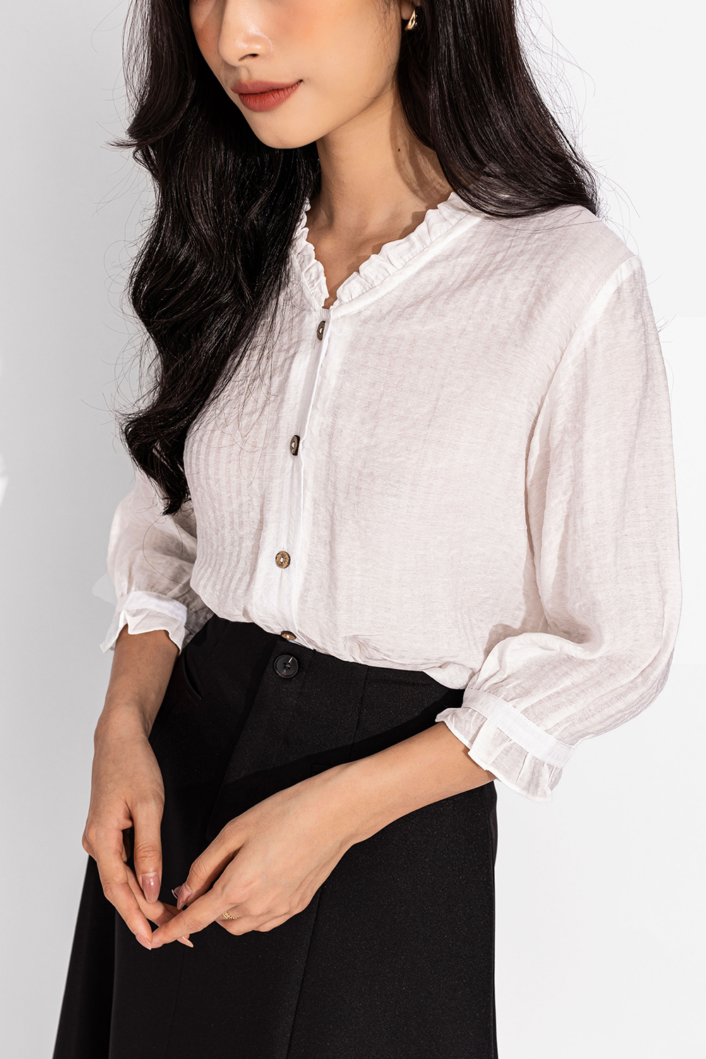 Áo sơ mi trắng công sở nữ tay dài