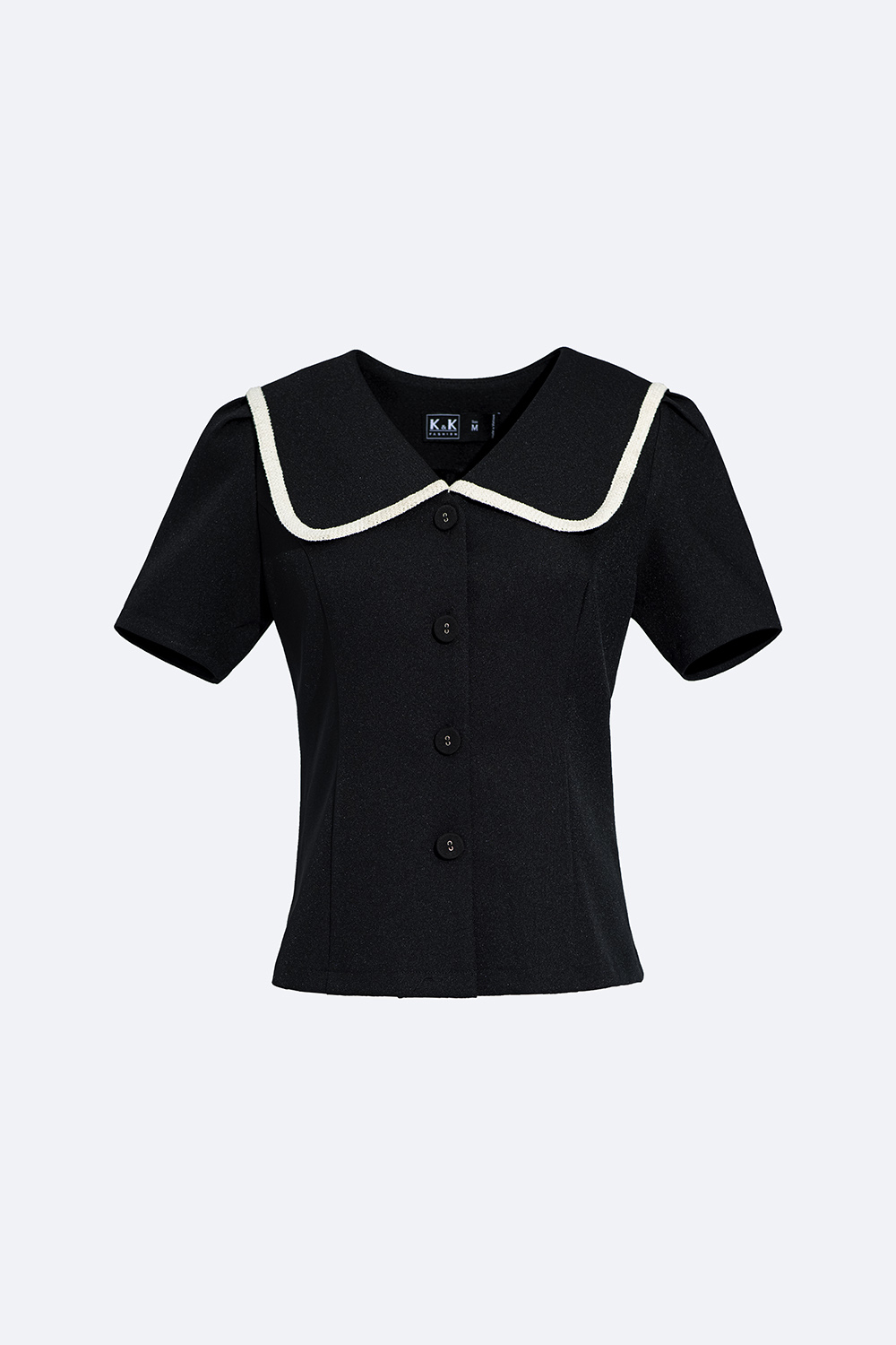 Áo kiểu nữ màu đen cổ sen