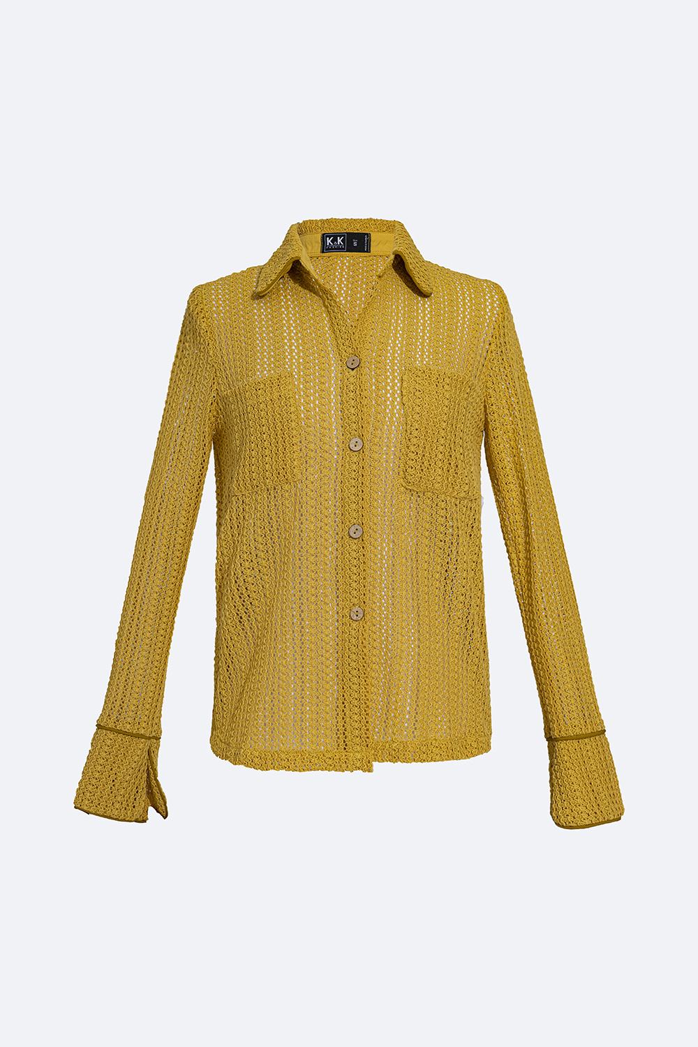 Áo len nữ kiểu sơ mi tay dài