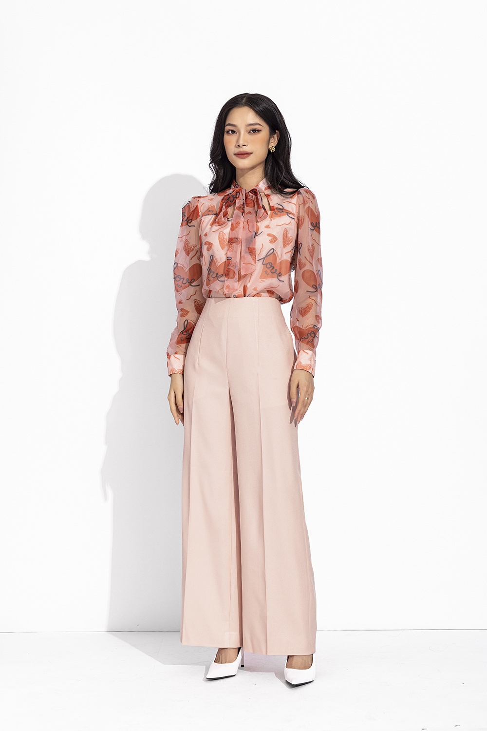 Áo sơ mi voan nữ tay dài