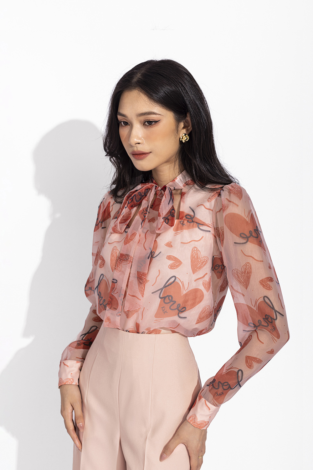 Áo sơ mi voan nữ tay dài