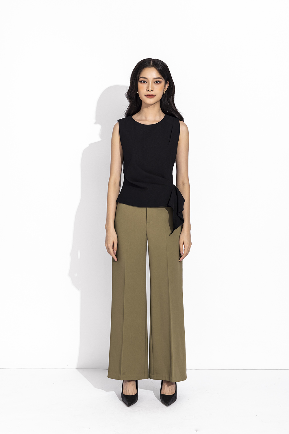 Quần tây nữ công sở ống rộng màu xanh nhạt QCS04-20