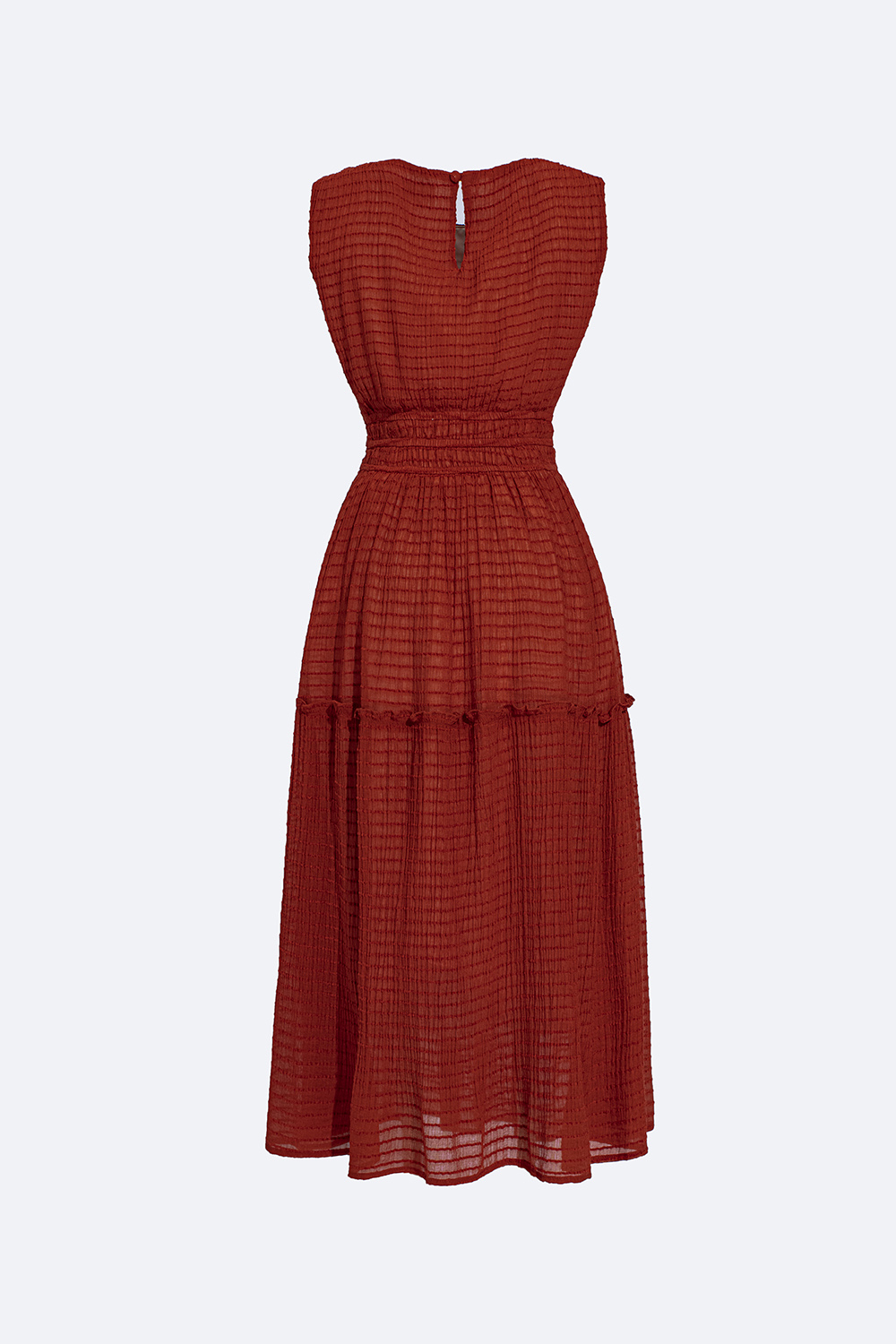 Đầm midi dáng xòe phối nơ eo