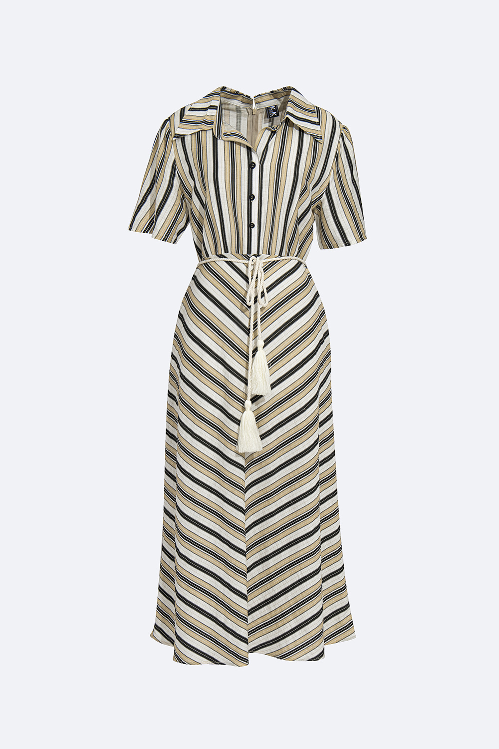 Đầm sơ mi công sở dáng xòe thắt eo