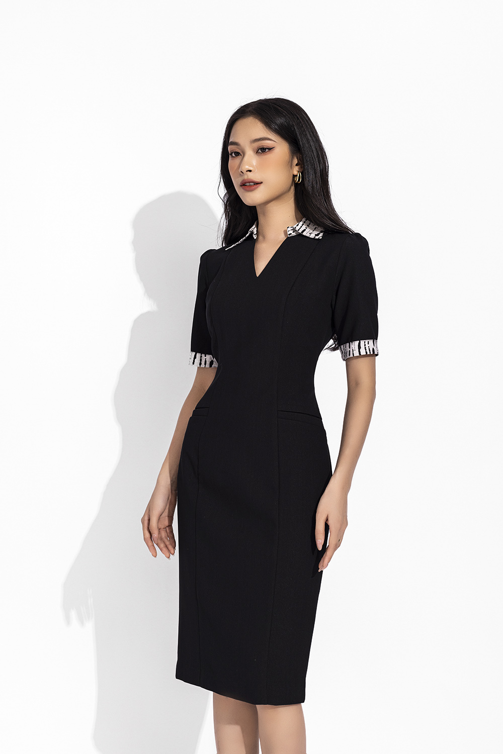 Đầm ôm công sở cổ sơ mi