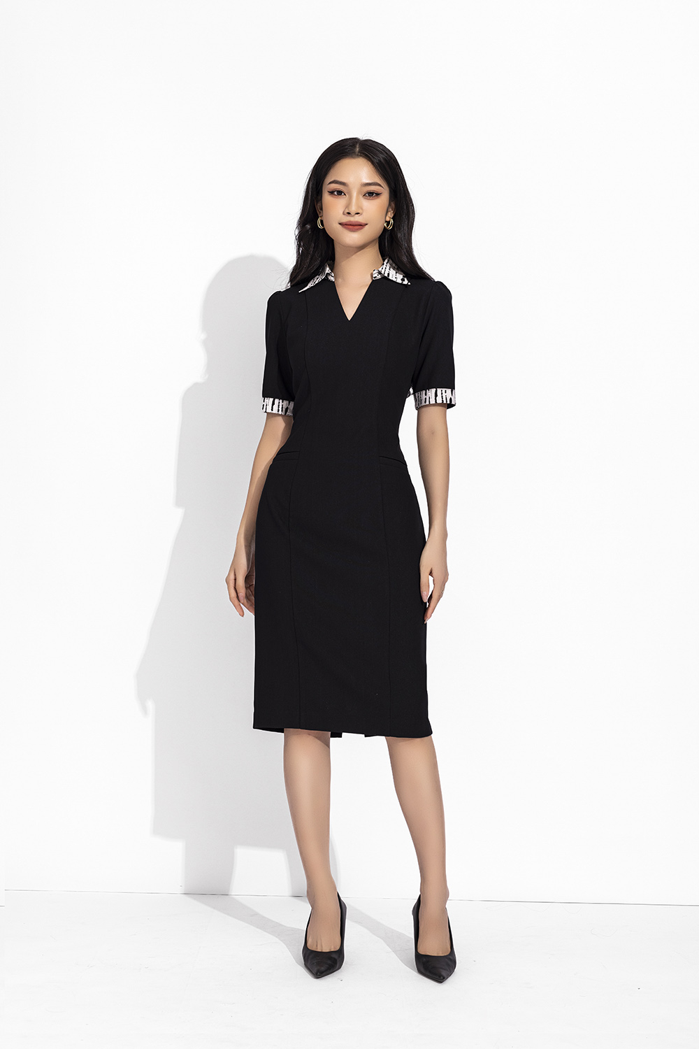 Đầm ôm công sở cổ sơ mi