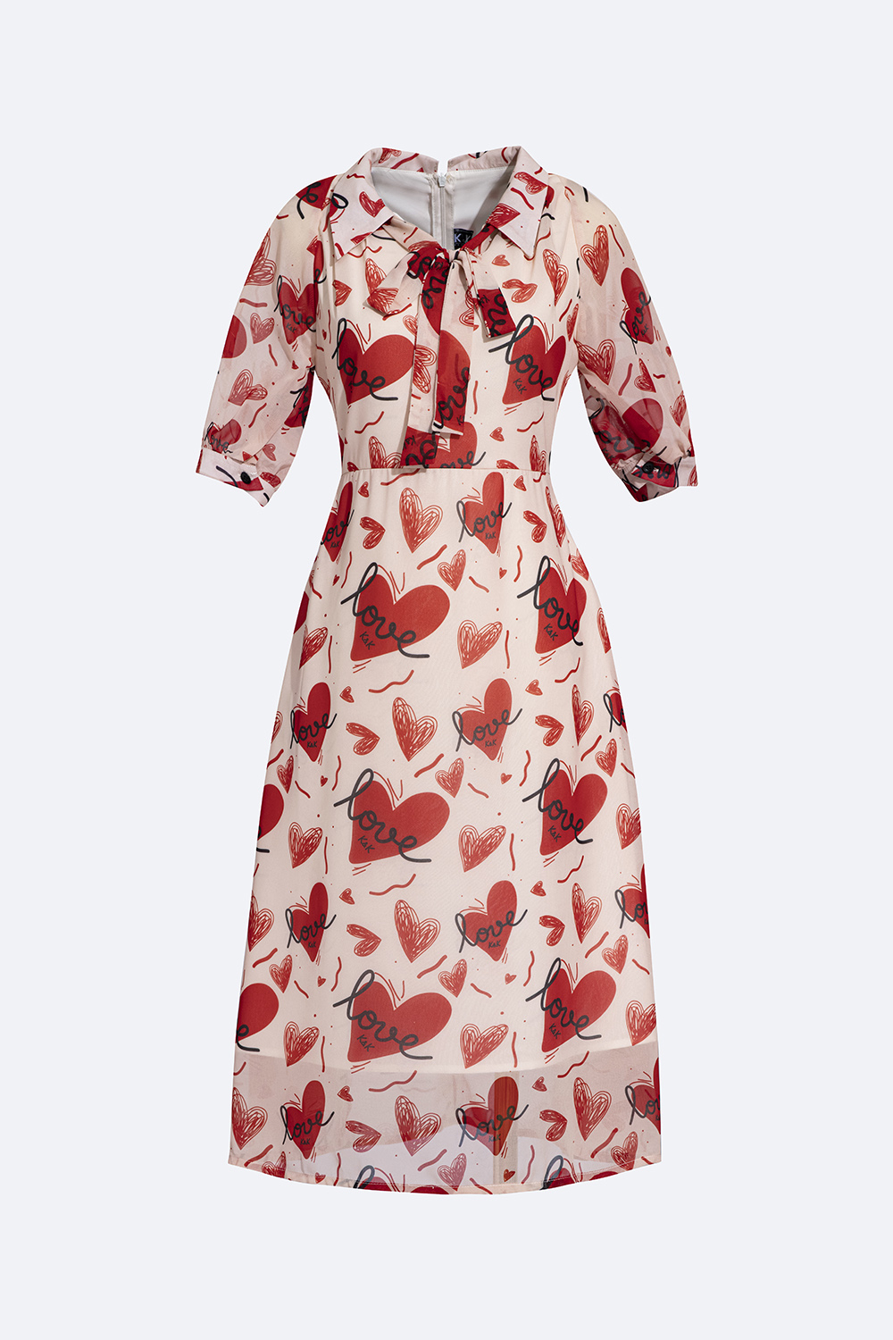 Đầm công sở dáng A cổ phối nơ