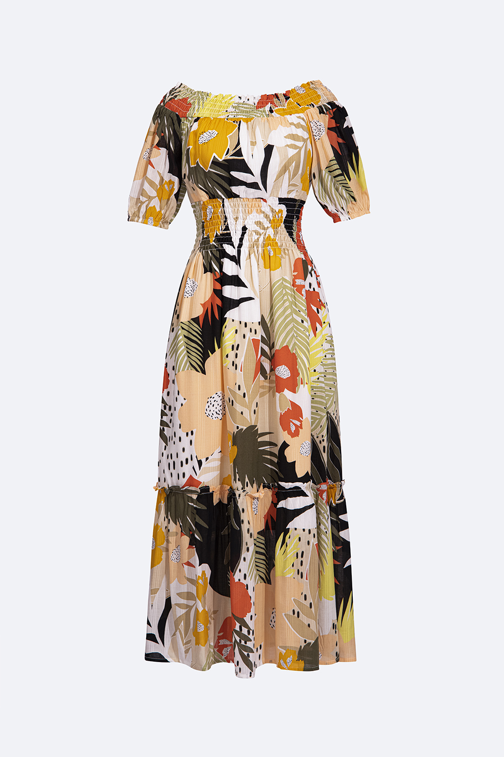 Đầm xòe đuôi cá dáng dài trễ vai