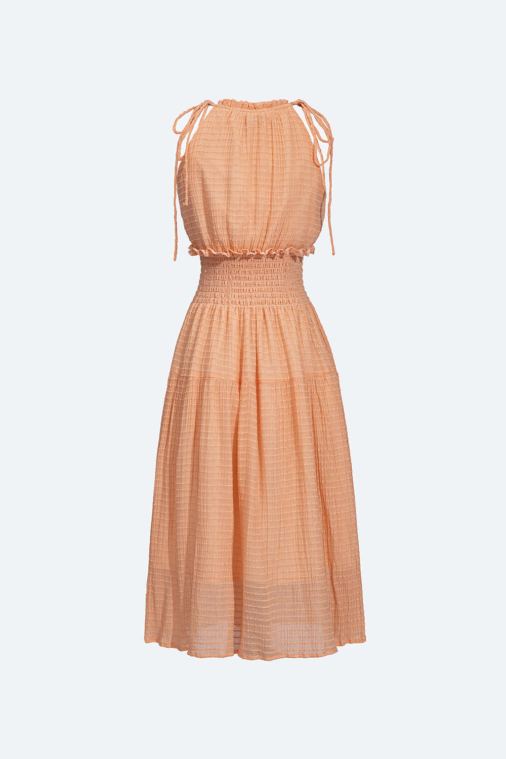 Đầm dáng dài cổ yếm eo bo chun