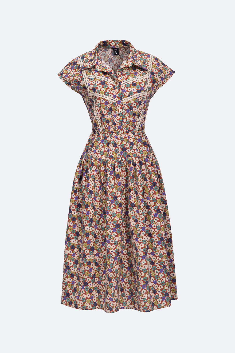 Đầm sơ mi hoa dáng xòe