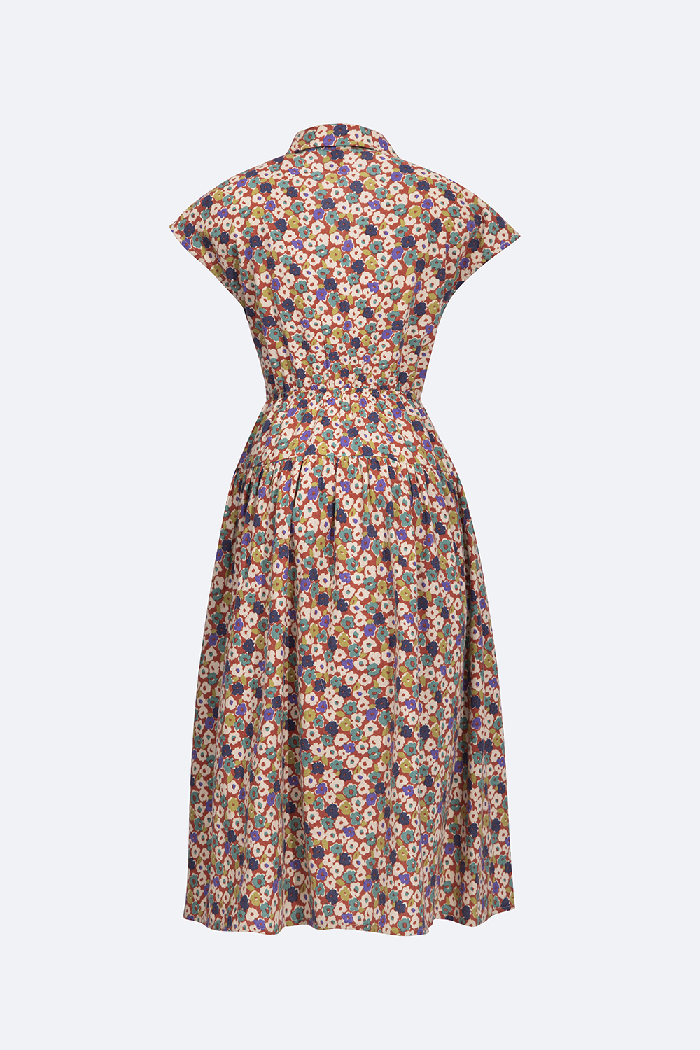 Đầm sơ mi hoa dáng xòe