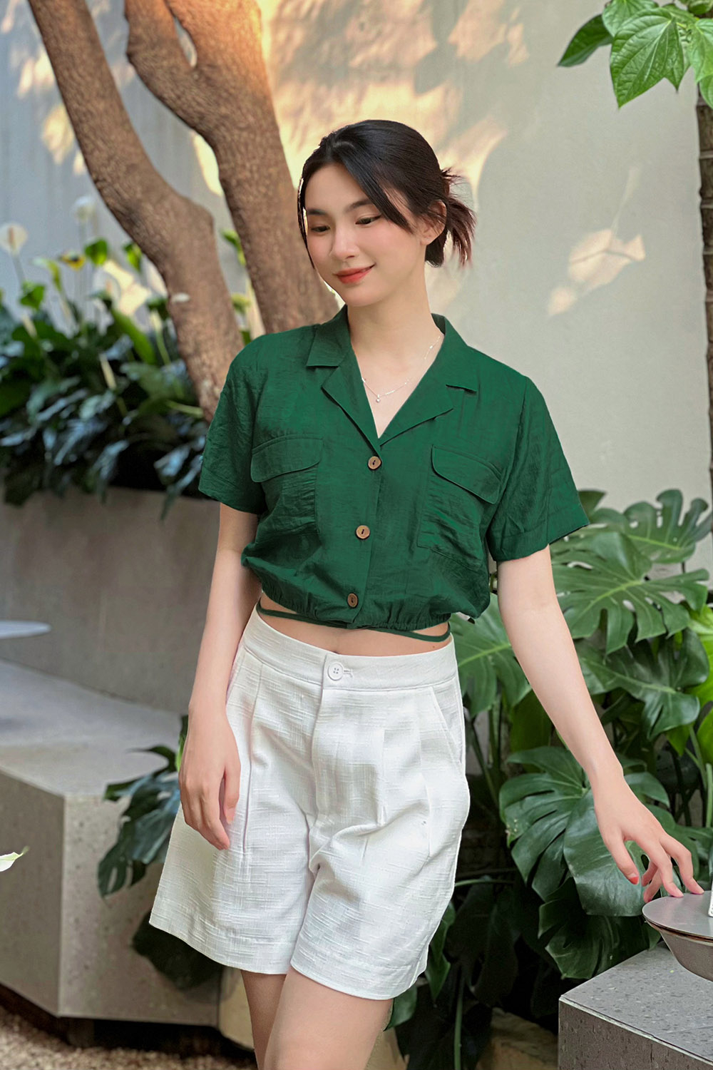Áo sơ mi nữ dáng croptop ASM13-08