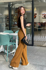 Quần công sở ống suông màu vàng nâu