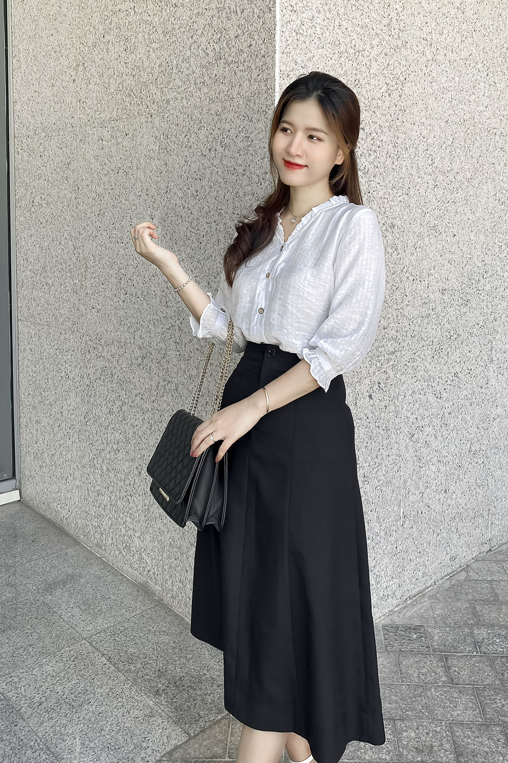 Áo sơ mi trắng công sở nữ tay dài