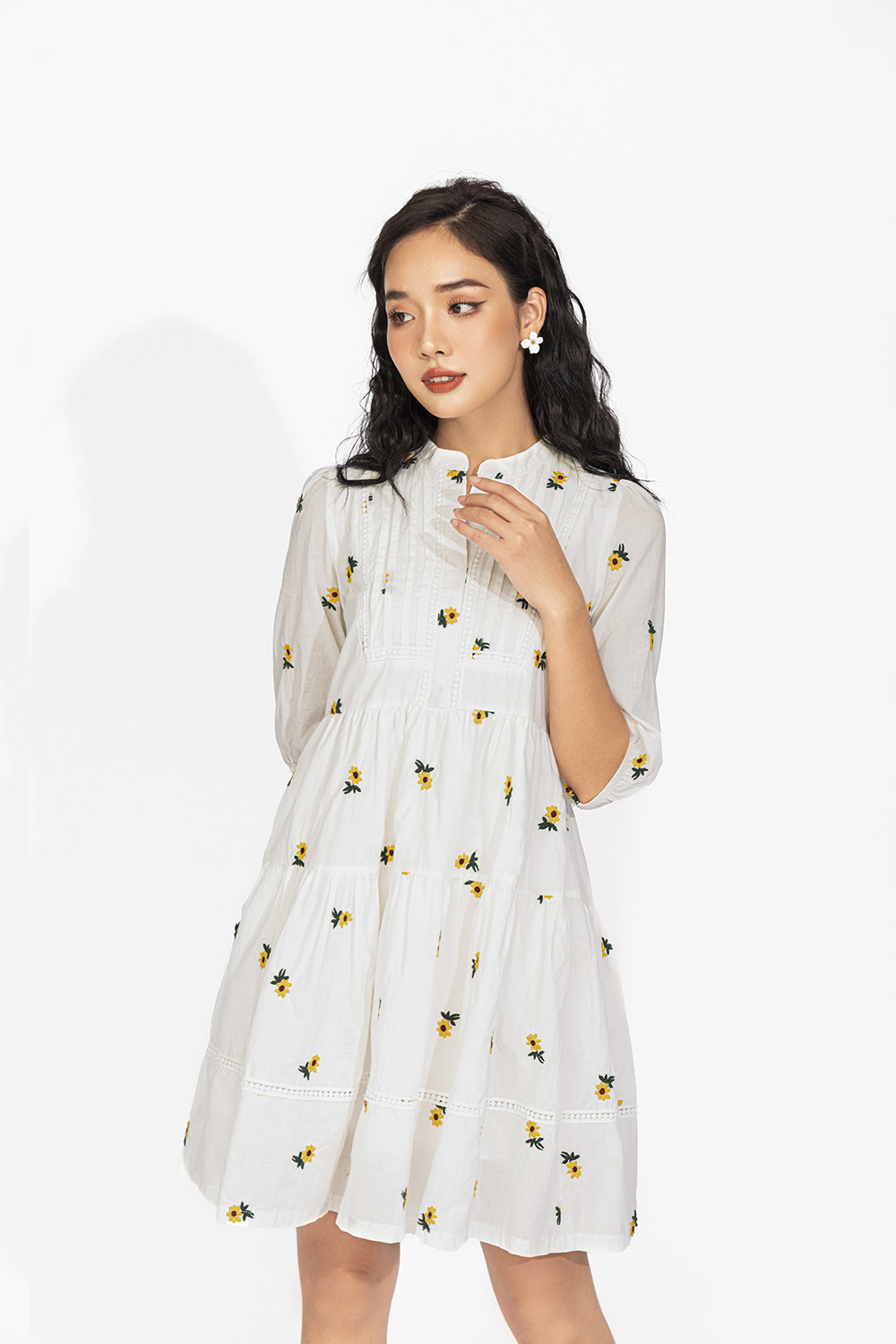 Đầm babydoll họa tiết hoa nhí