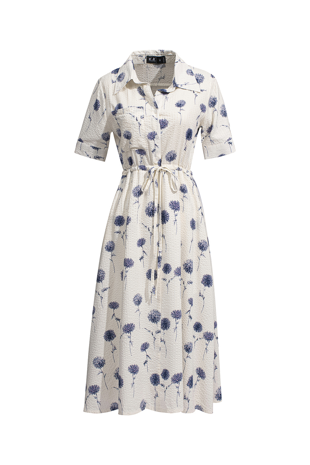 Đầm sơ mi công sở dáng xòe nhấn eo