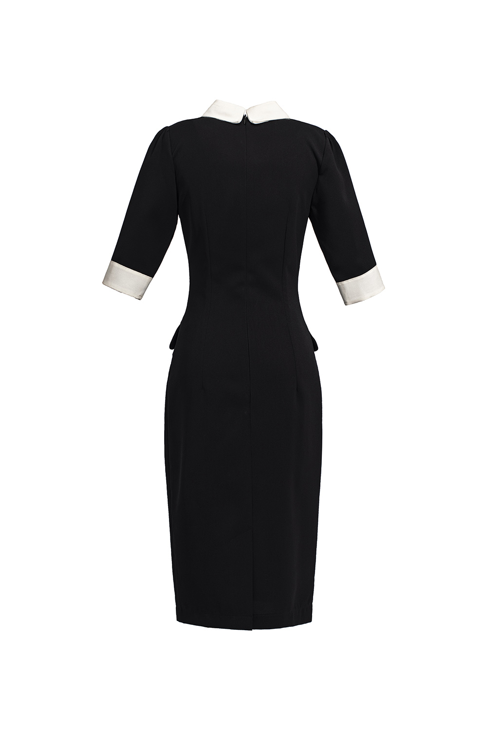 Đầm đen công sở dáng ôm cổ đan tông