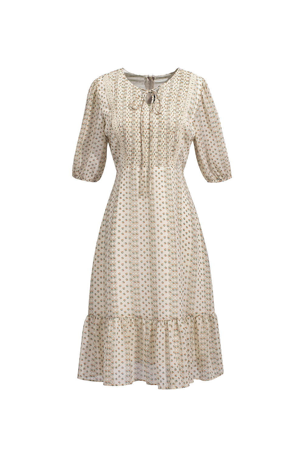 Đầm voan hoa dáng đuôi cá tay lỡ