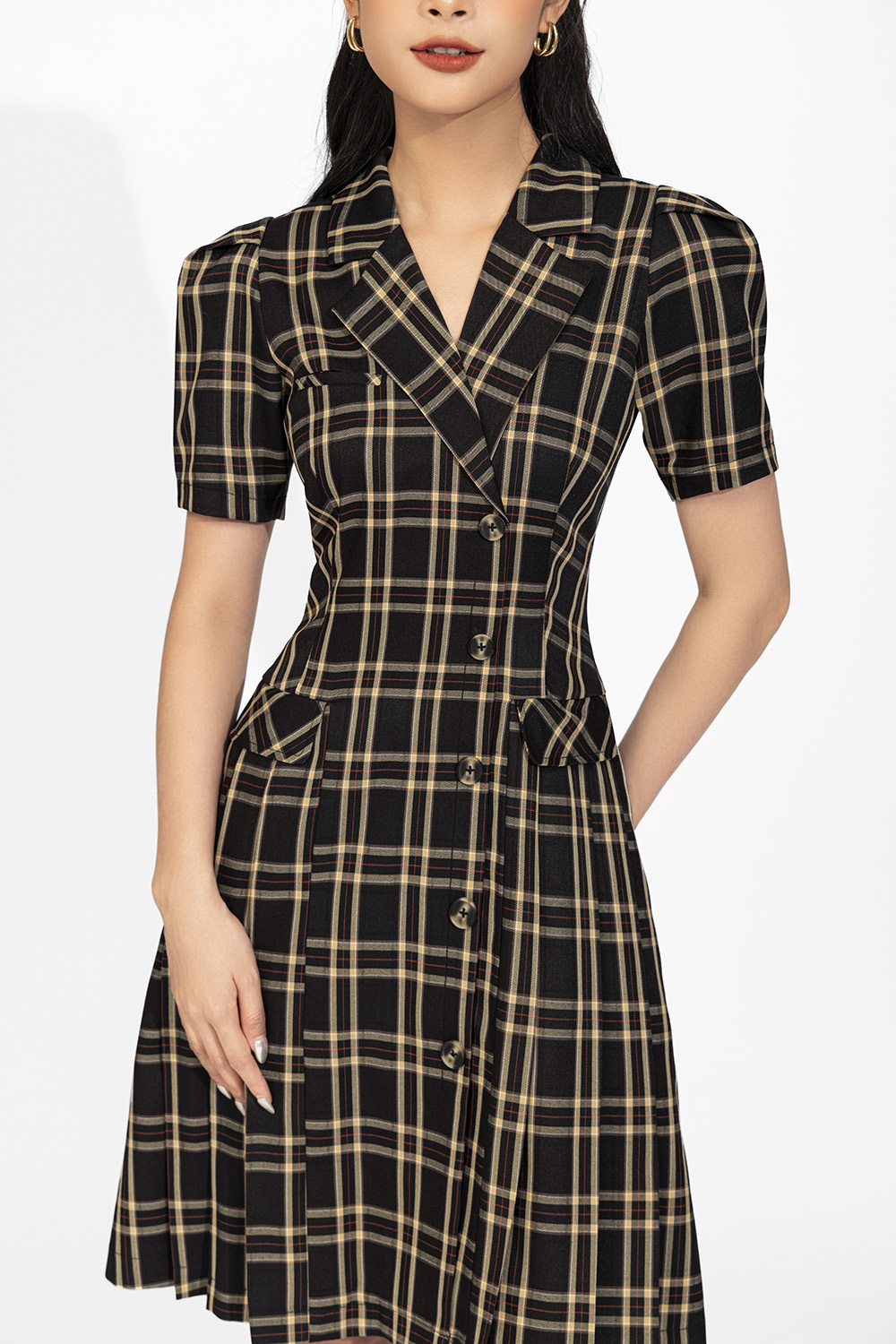 Đầm chữ a công sở cổ đan tông