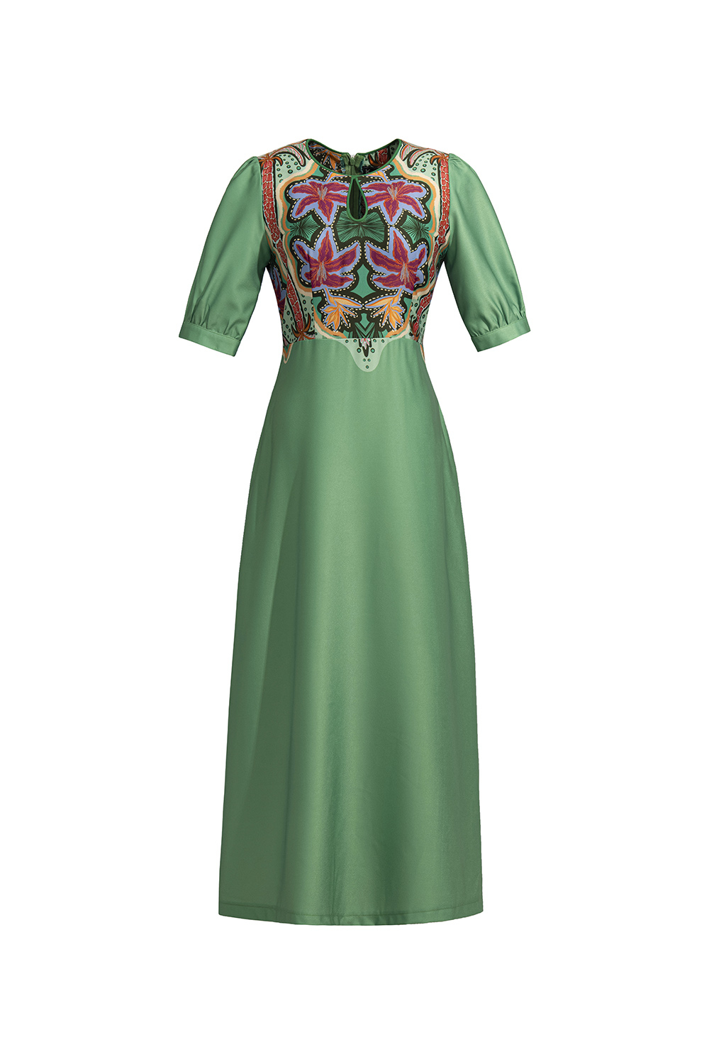 Đầm công sở dáng dài phối họa tiết