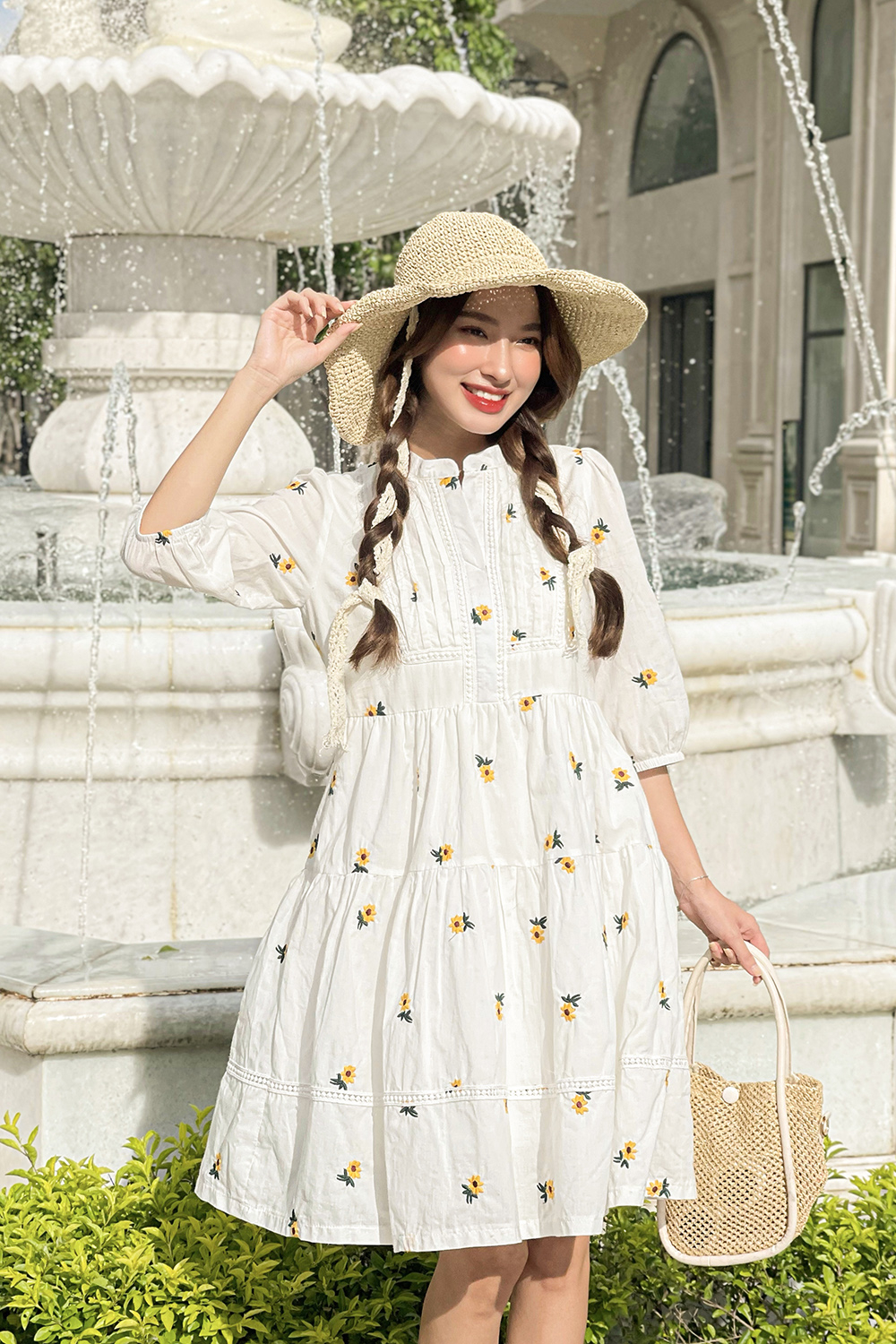 Đầm babydoll ren hoa cổ tim váy hoa nhí nữ HN515 - Đầm, váy nữ |  ThờiTrangNữ.vn