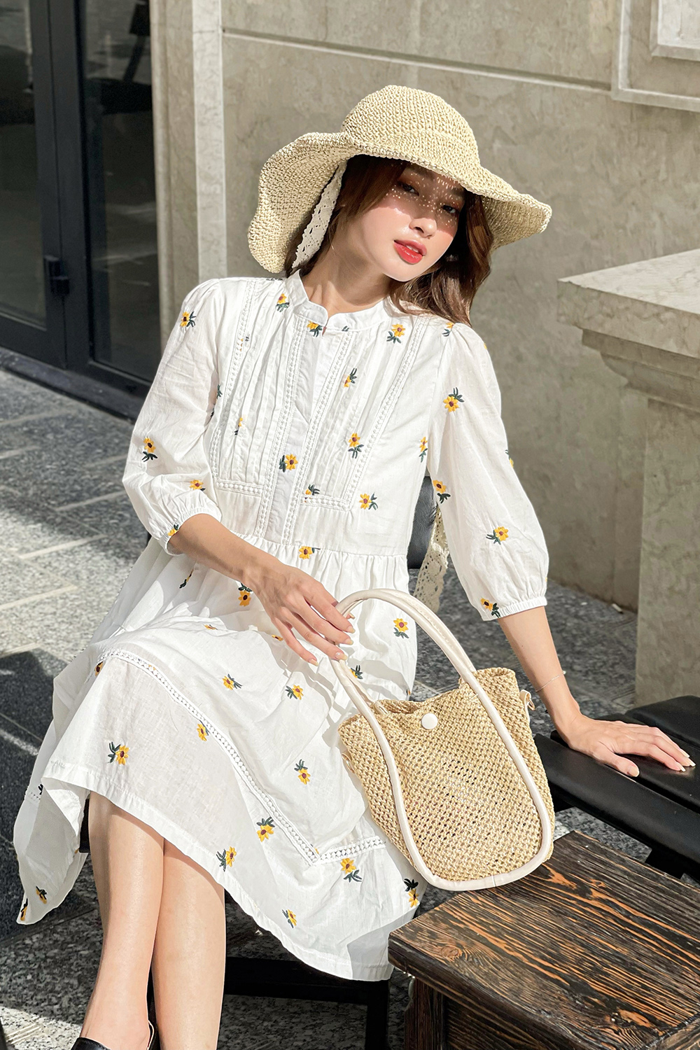 Đầm babydoll họa tiết hoa nhí