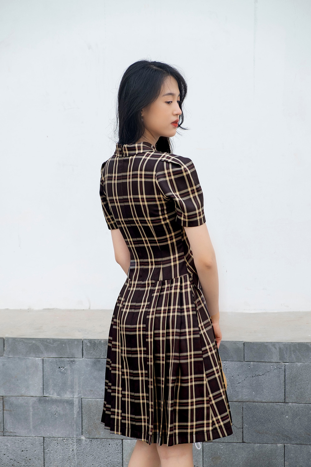 Đầm chữ a công sở cổ đan tông