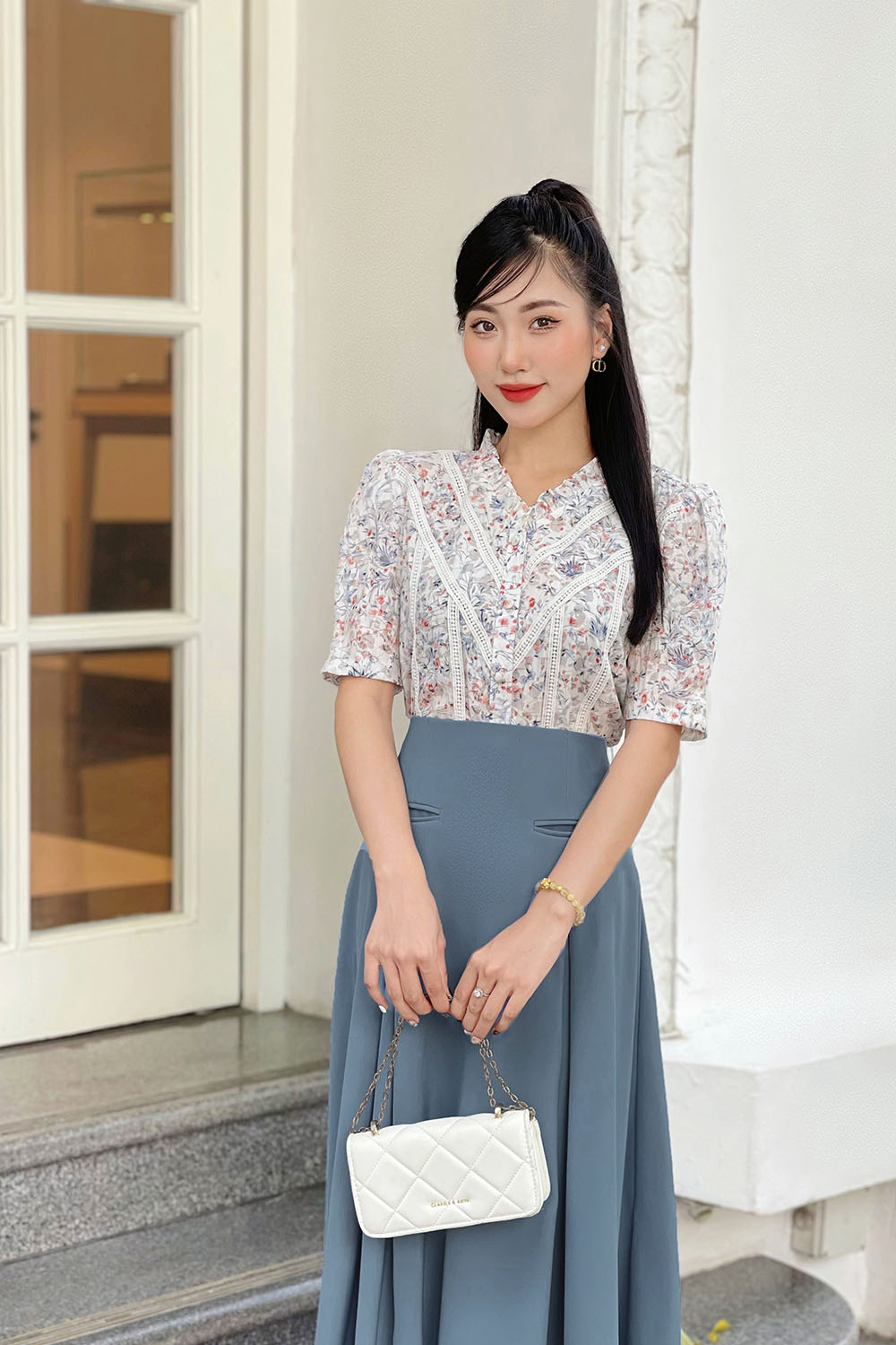 Áo sơ mi nữ họa tiết hoa  ASM14-05