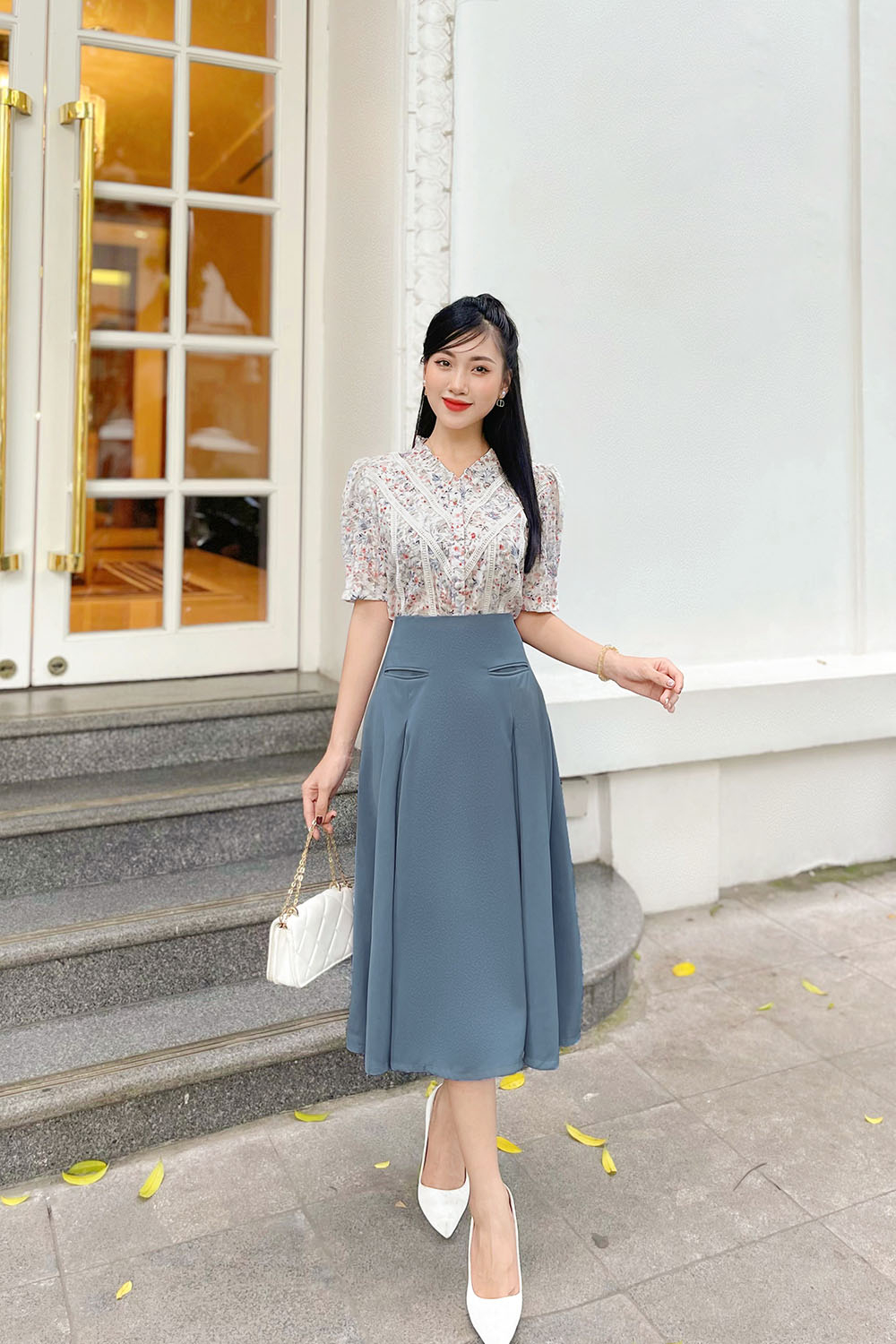 Áo sơ mi nữ họa tiết hoa