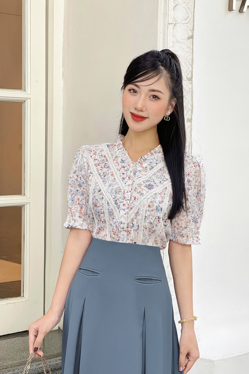 Áo sơ mi nữ họa tiết hoa