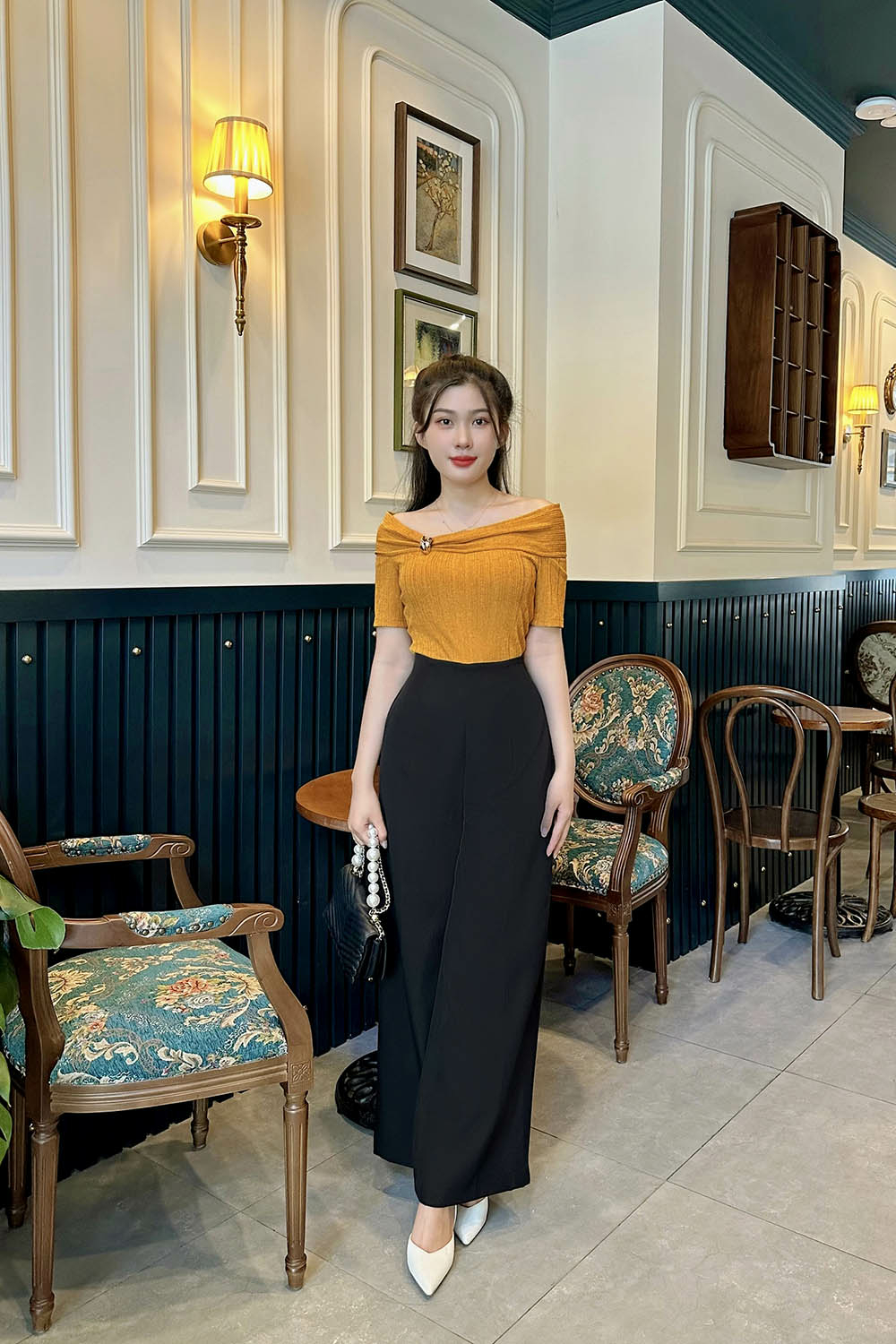 Quần tây nữ công sở màu đen dáng suông QCS03-36