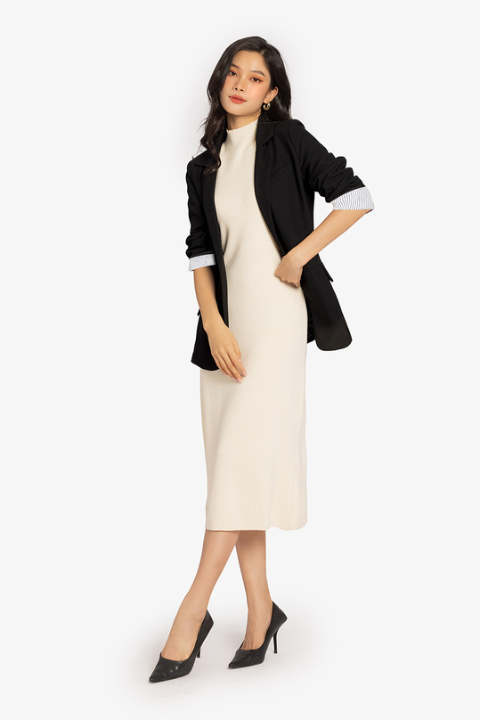 Áo khoác blazer nữ màu đen tay dài AK11-21