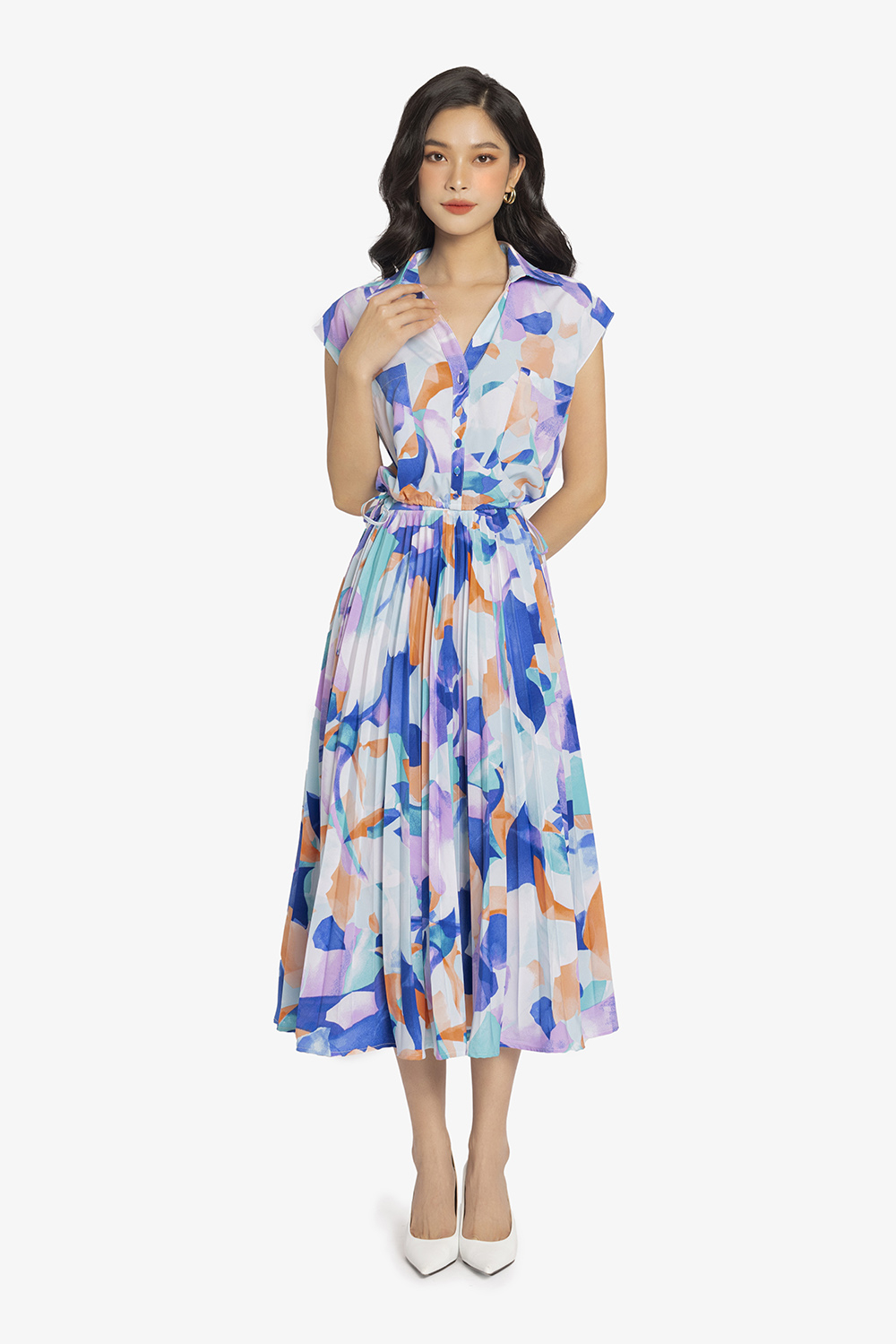 Áo sơ mi nữ dáng ngắn rút eo