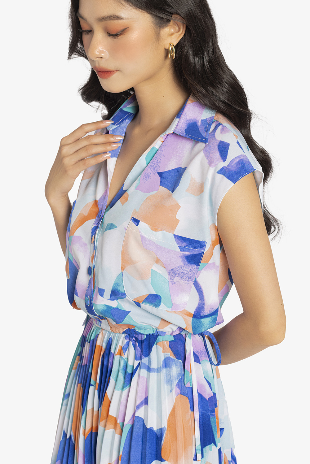 Áo sơ mi nữ dáng ngắn rút eo