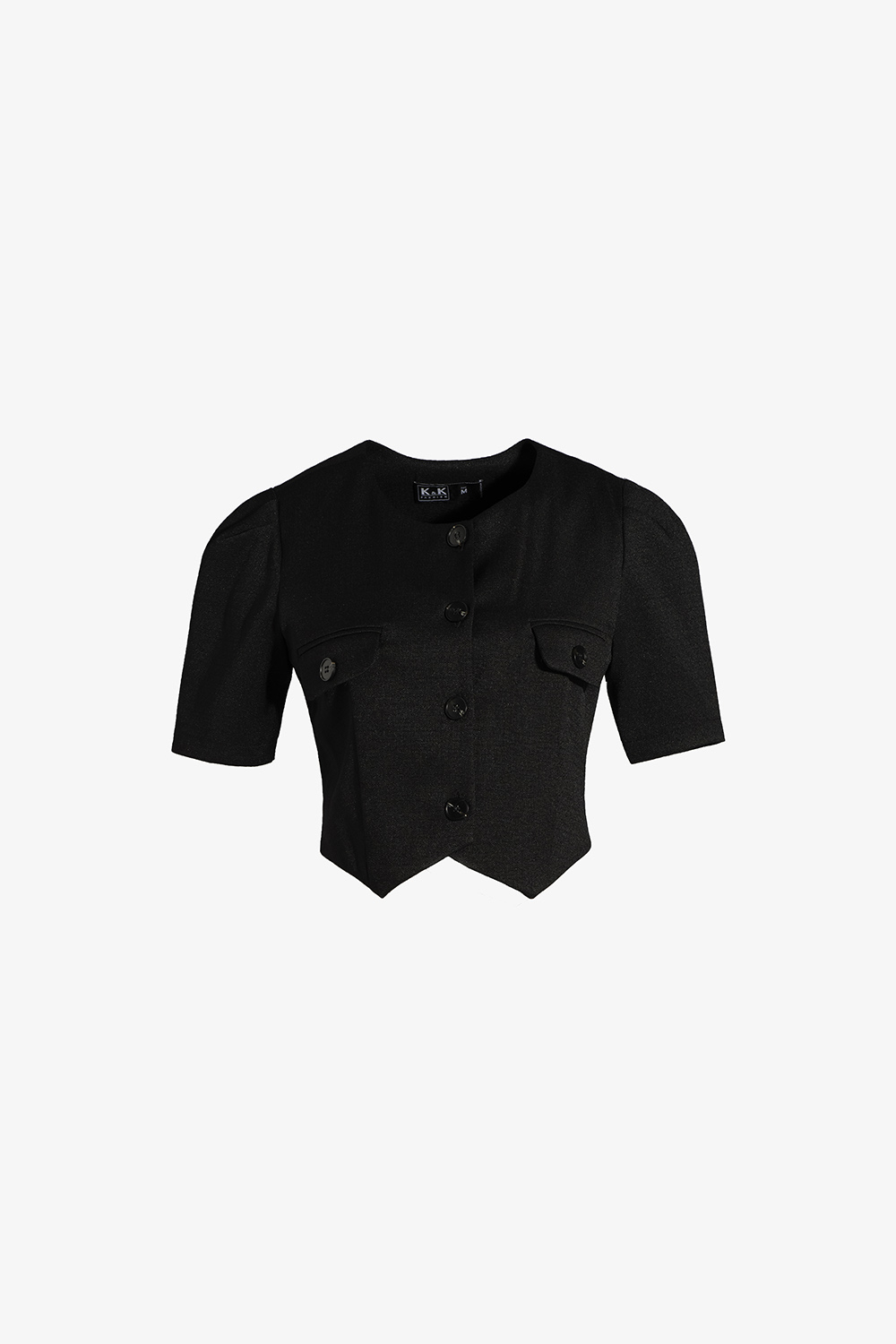 Áo croptop đen tay ngắn cổ tròn