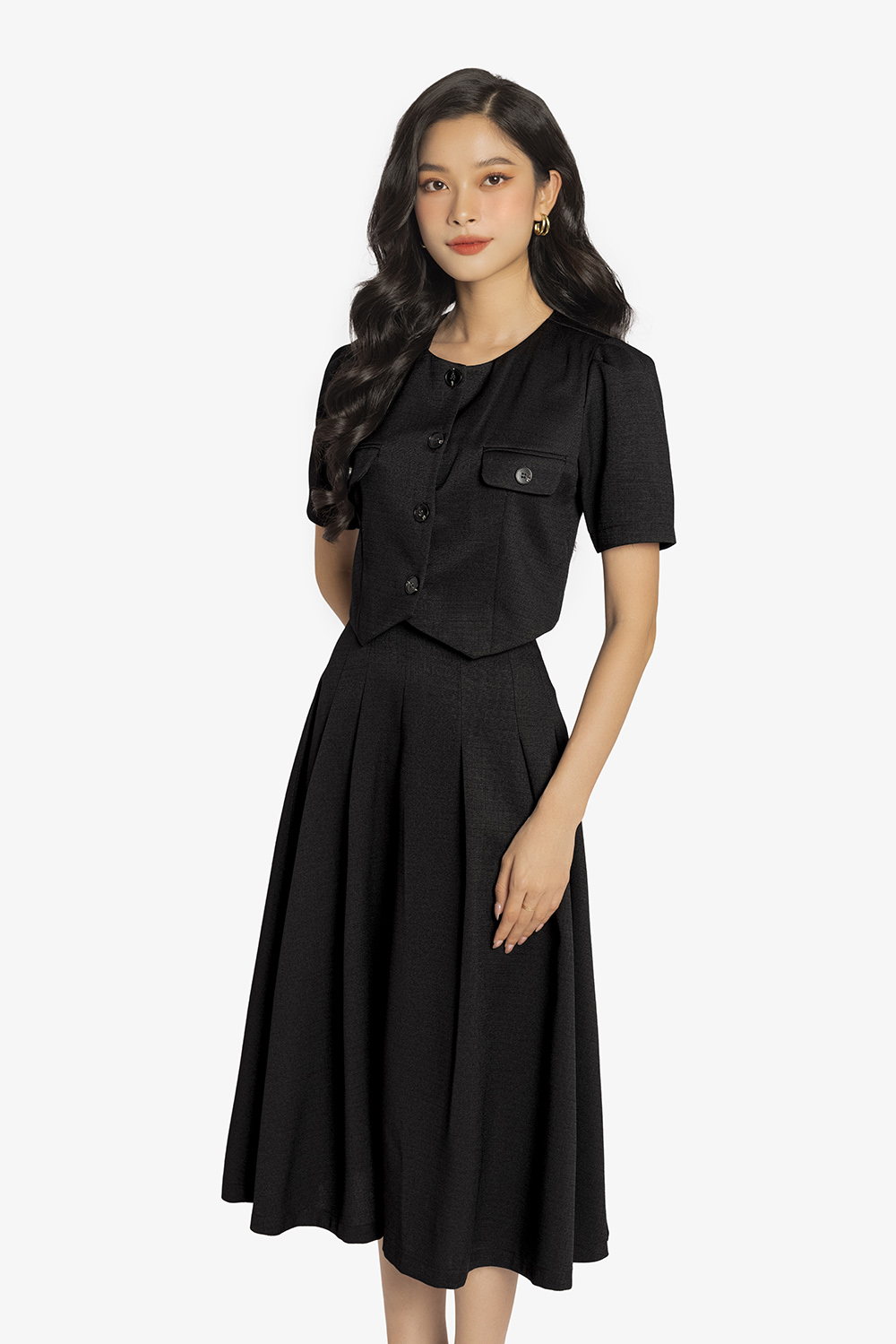Chân váy chữ A vạt bầu, chân váy ngắn lưng cao ôm bó sát body màu đen V450  | Shopee Việt Nam