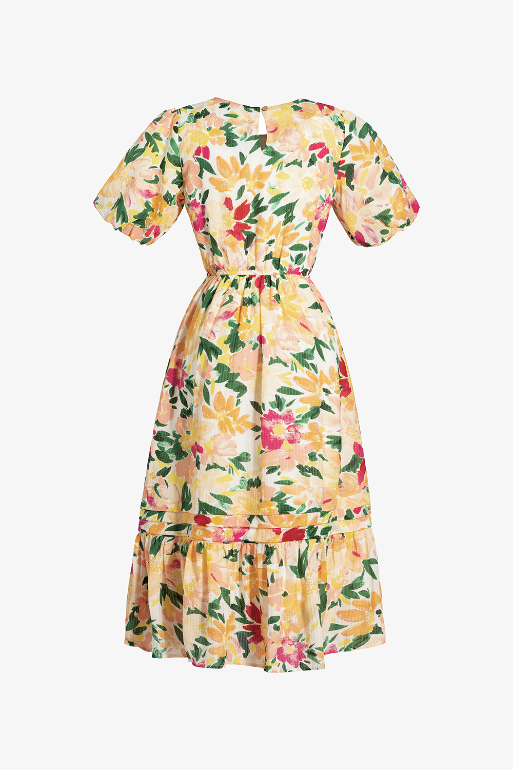 Đầm hoa công sở dáng dài đuôi cá