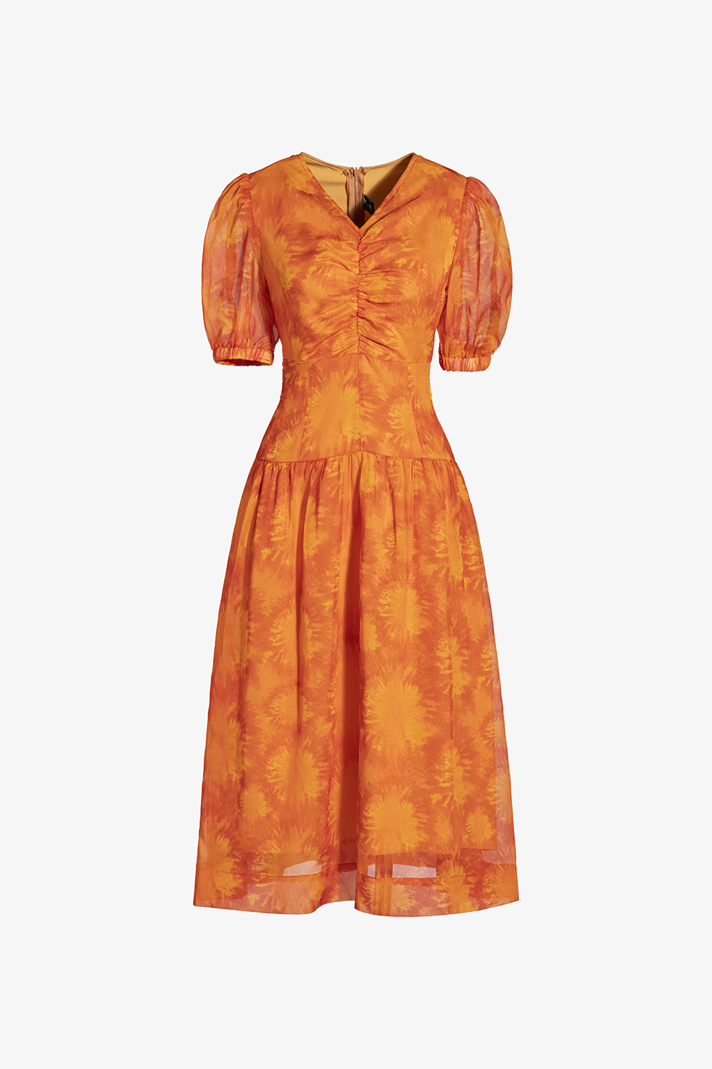 Đầm voan hoa dáng xòe hạ eo