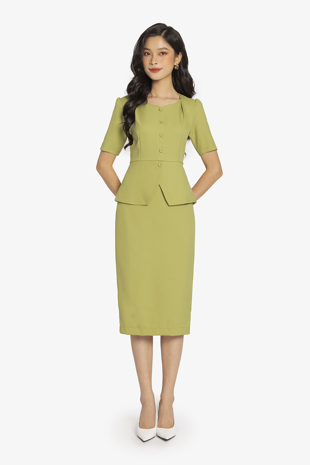 Đầm công sở peplum dáng ôm