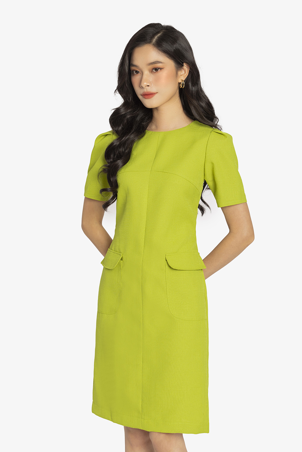 Đầm suông chữ a liền thân công sở cổ tròn KK161-04