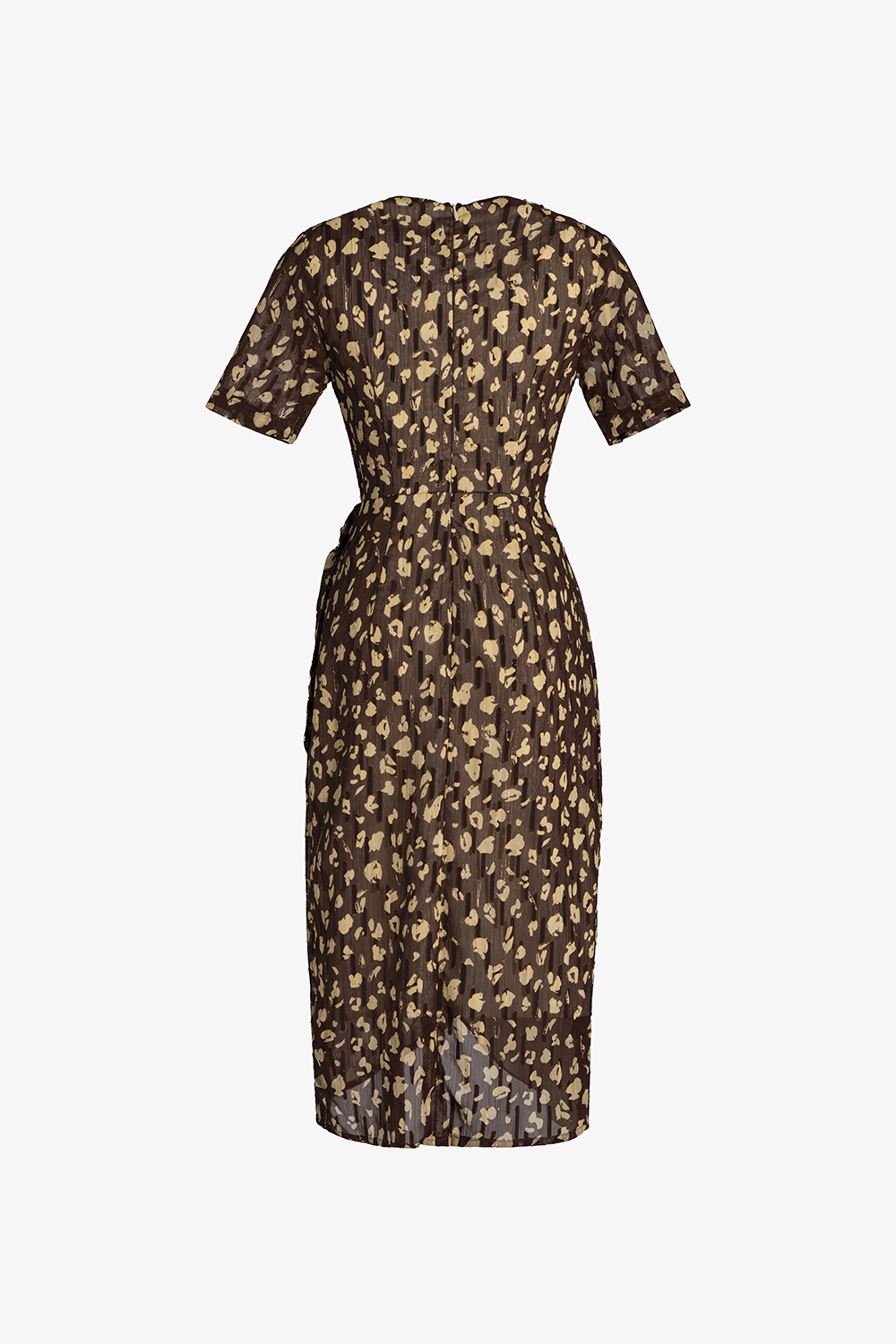 Đầm wrap dress họa tiết cổ V tay ngắn