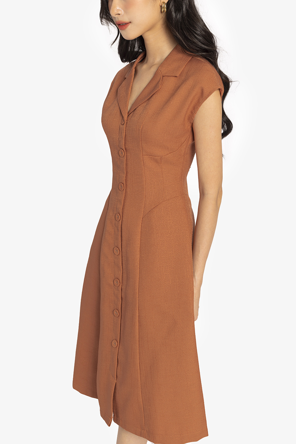 Đầm công sở dáng chữ a cổ đan tông