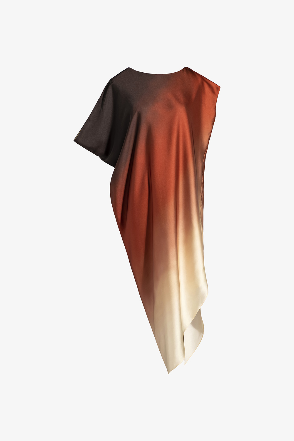 Đầm suông lệch vai loang màu