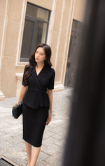 Đầm công sở peplum màu đen dáng ôm