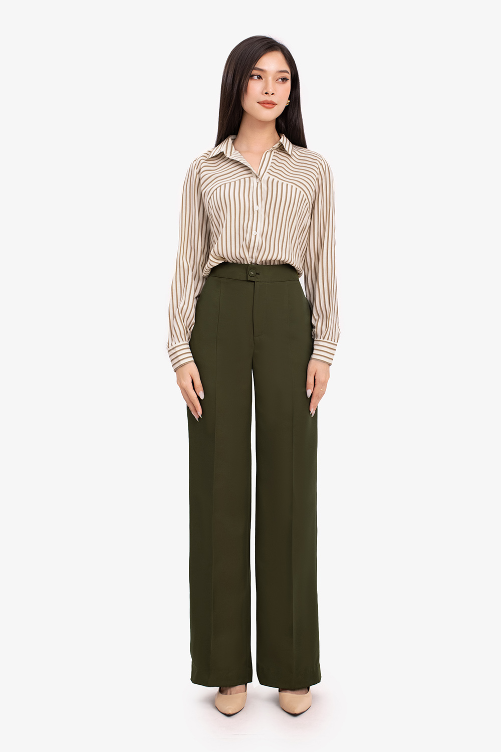 Áo sơ mi nữ công sở kẻ sọc tay dài