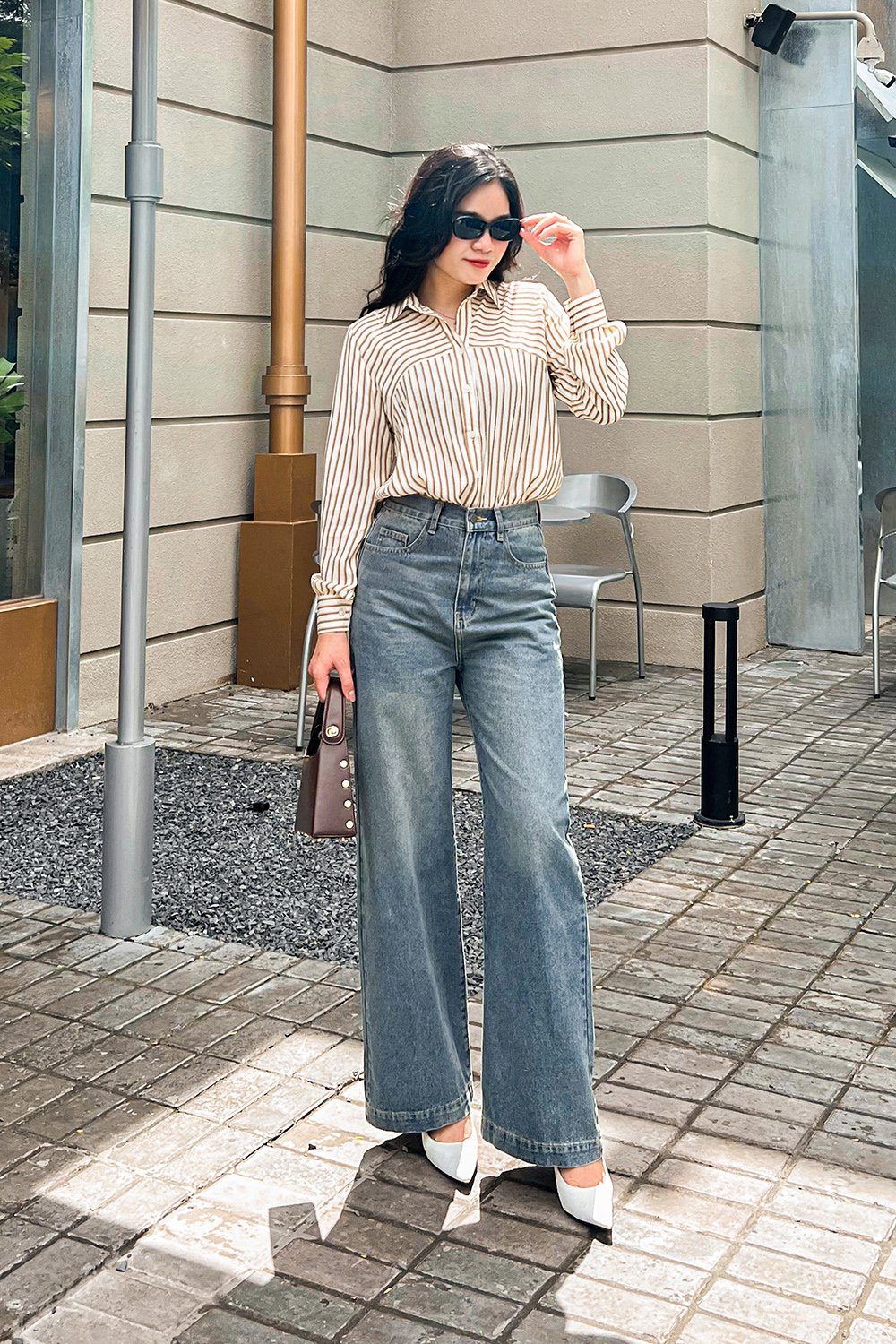 Áo sơ mi nữ công sở kẻ sọc tay dài
