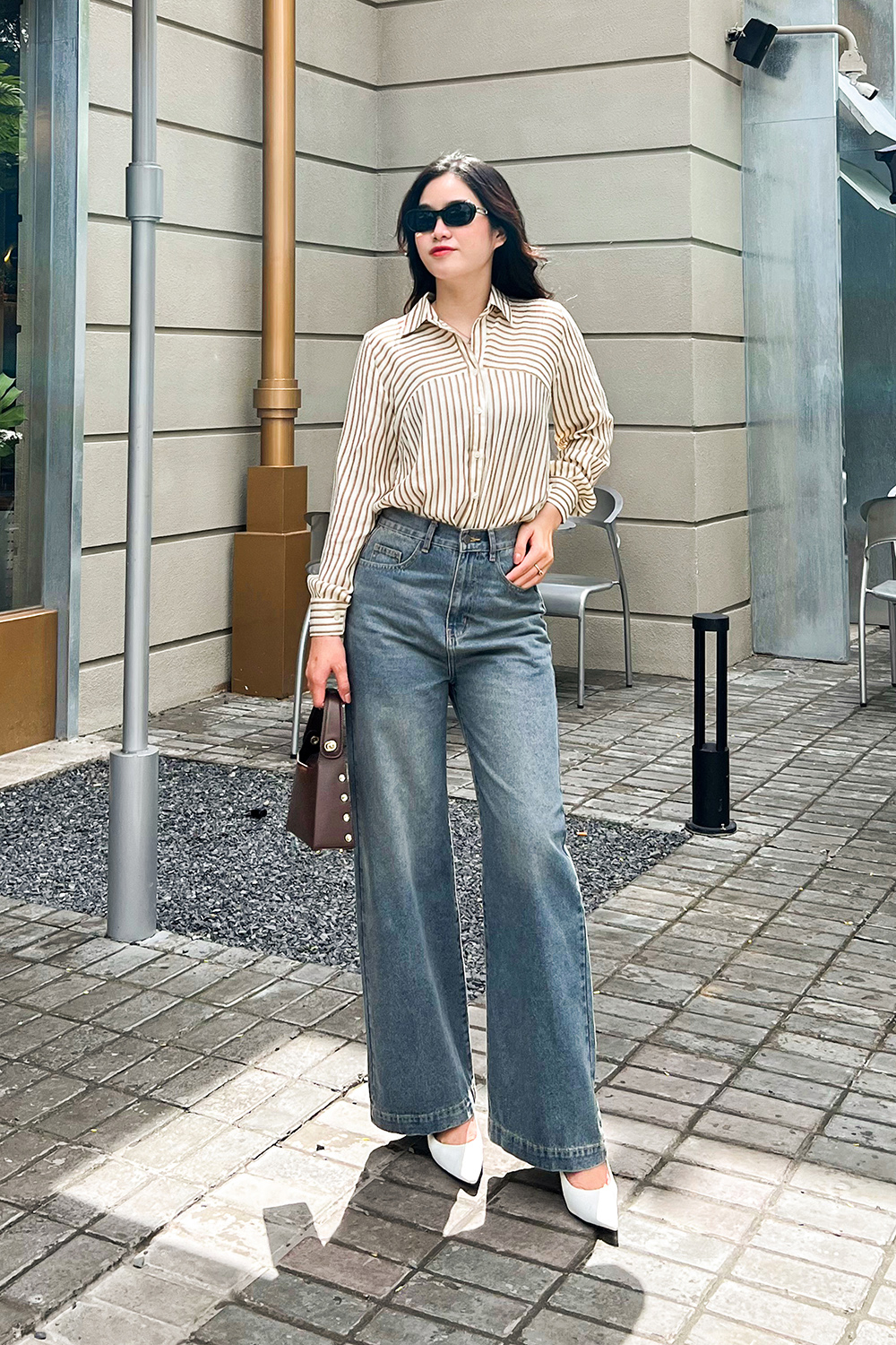 Áo sơ mi nữ công sở kẻ sọc tay dài